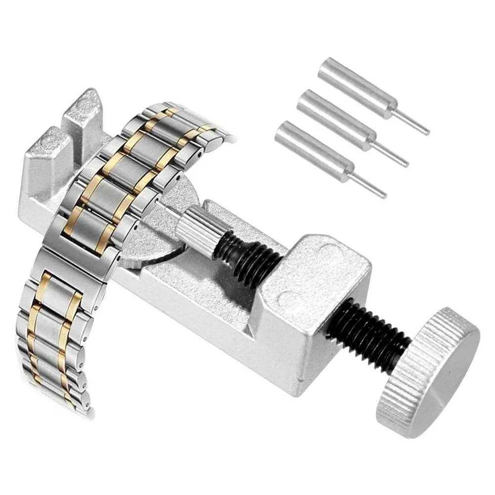 سبائك الألومنيوم حزام (استيك) ساعة حزام ربط دبوس مزيل سوار سلسلة الضابط أداة حزام الساعات مع 3 دبابيس إضافية ساعة إصلاح تول كيت #1