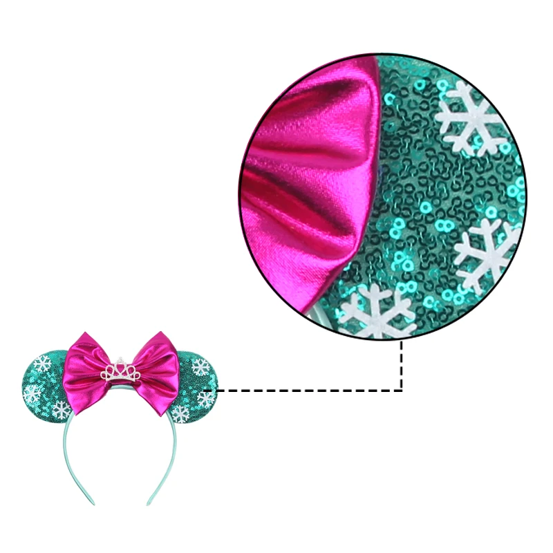 New Glitter Crown Hairband Girls Princess Party Headwear Sequins Mouse Ears Bow Headband Hair Accessories Kids Boutique Mujer