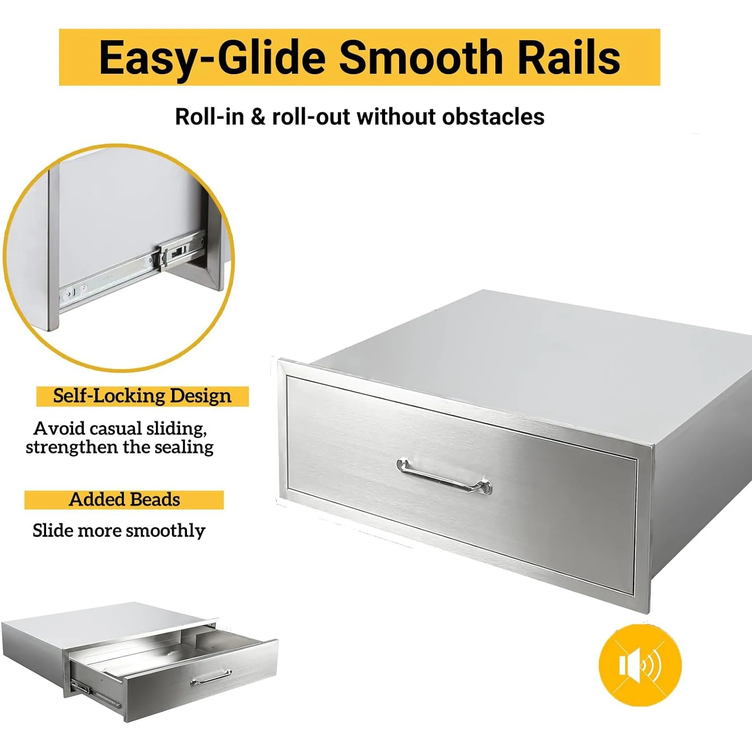 Ящик из нержавеющей стали для уличной кухни, барбекю, органайзер для шкафа с мягким закрыванием, сверхмощные ящики для хранения, 20 дюймов Ш x 10 дюймов В x 30 дюймов