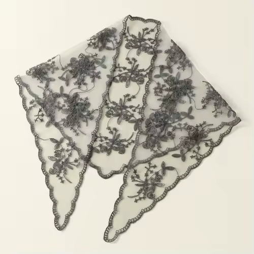 Elegant Lace Scarf Hollow Out Embroidery Foulard Bandana Solid Color Triangular Scarf Thin Vintage HandkerChiefs for Hair Woman - Image 24