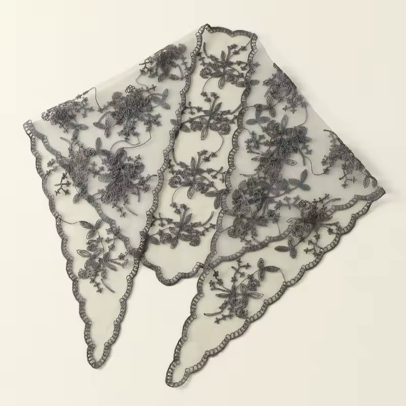 Elegant Lace Scarf Hollow Out Embroidery Foulard Bandana Solid Color Triangular Scarf Thin Vintage HandkerChiefs for Hair Woman - Image 24