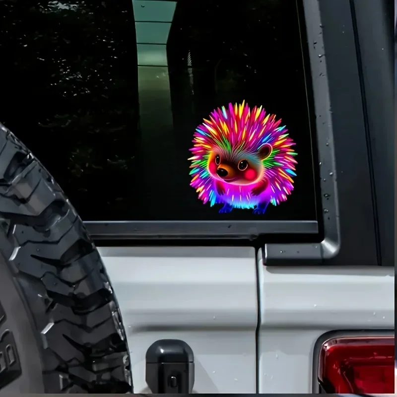 1PC Cool Neon Hedgehog Sticker, Eye-Catching Hues, Durable, Ideal for Luggage Skateboard, Charming Pet Decor