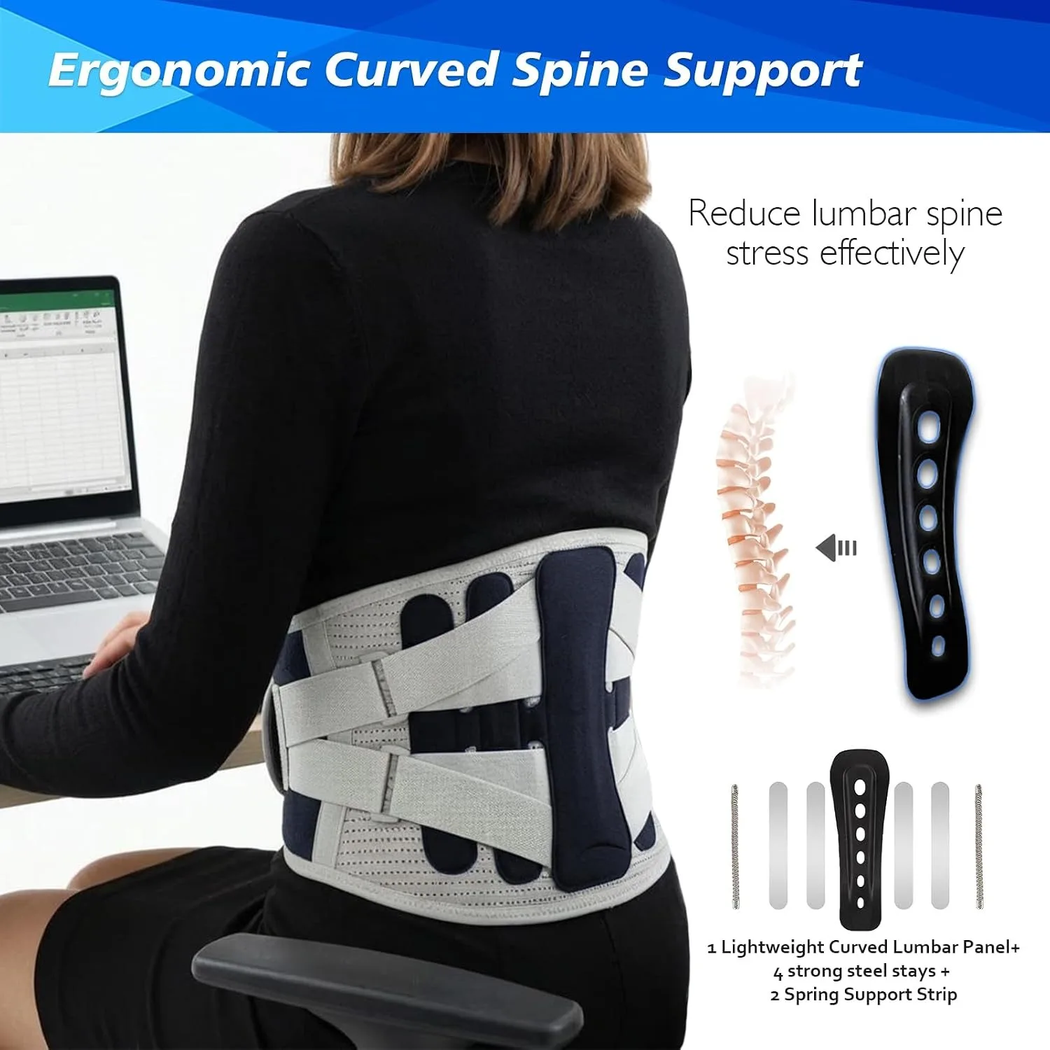 Back Brace Support Belt for Lower Back Pain Relief Adjustable Men Women Waist Lumbar Support Sciatica Scoliosis Herniated Disc