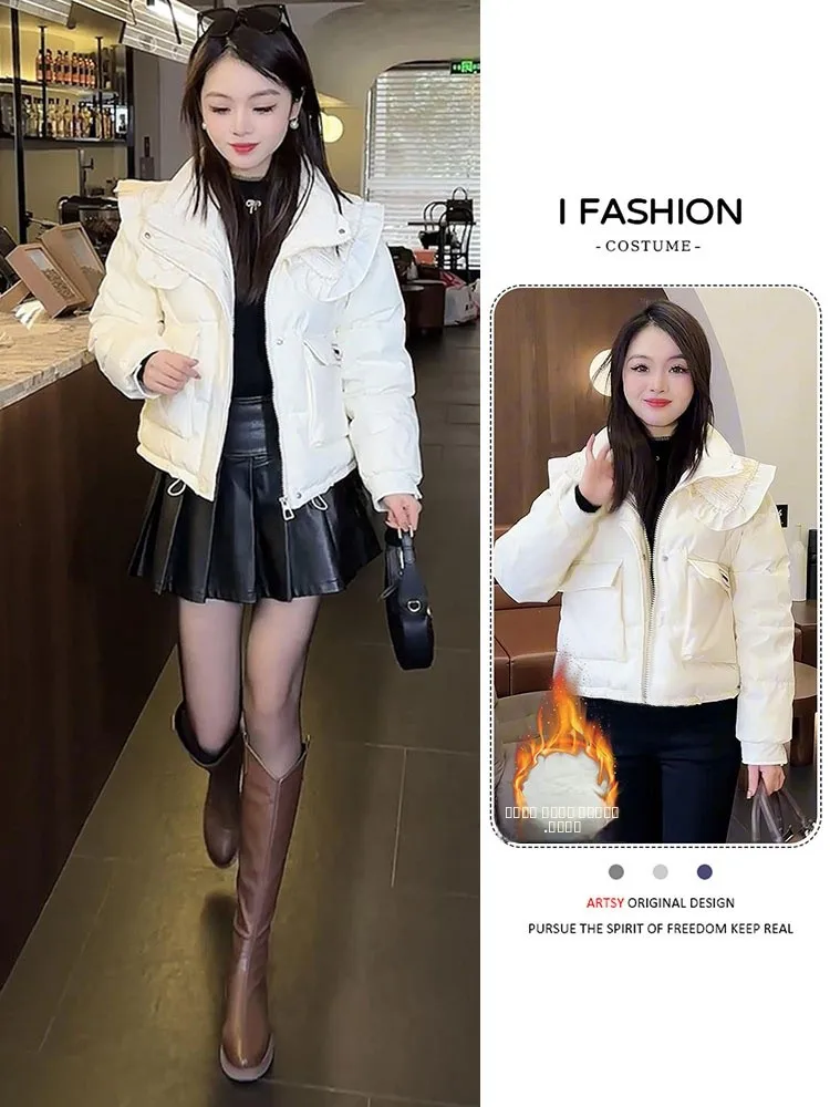 

ort Padded Jaet Women's Faion Korean Sle Zipper Thiened Fluffy Cotton Coat Warm Casual Outerwear for Winter Season