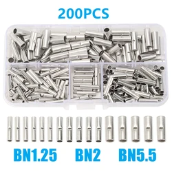 200Pcs Electrical Cable BN Crimp Terminals Butt Wire Connectors Ferrules Tinned Copper Splice Non-Insulated Sleeves Bare kit