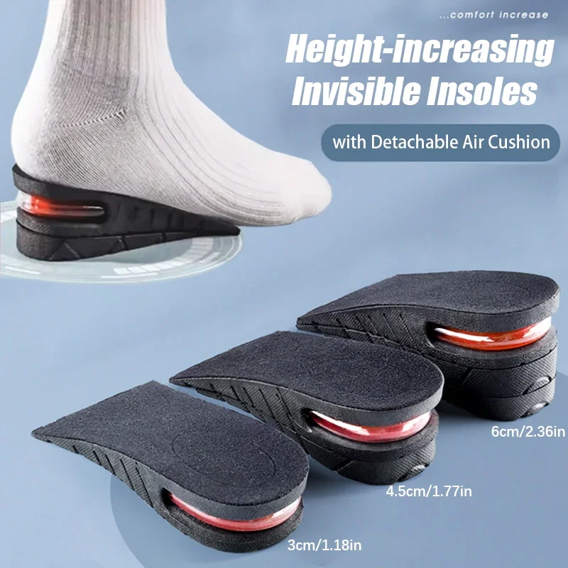 1 Pair of Unisex Air-Cushioned Height-Increasing Insoles, Invisible Inner Height-Increasing Insoles