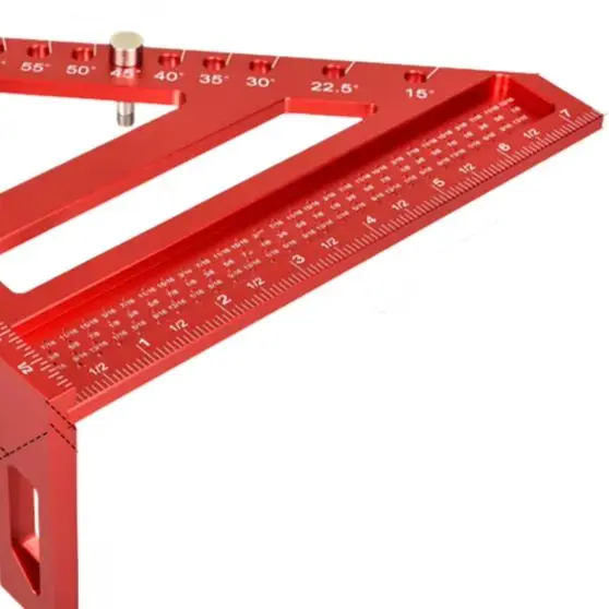 Red 8.5 Inch 3D Aluminum Alloy For Multi Angle Marking Ruler With 45 90 Degree Holes For Woodworking Parallel Line Measuring Too