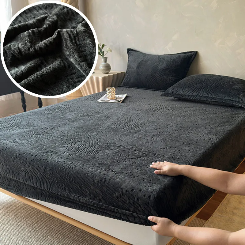 Sábana de terciopelo cálida, Sábana ajustable suave, funda de cama de estilo Simple, ropa de cama para habitación de niños y adultos, sábanas para cama (sin funda de almohada)