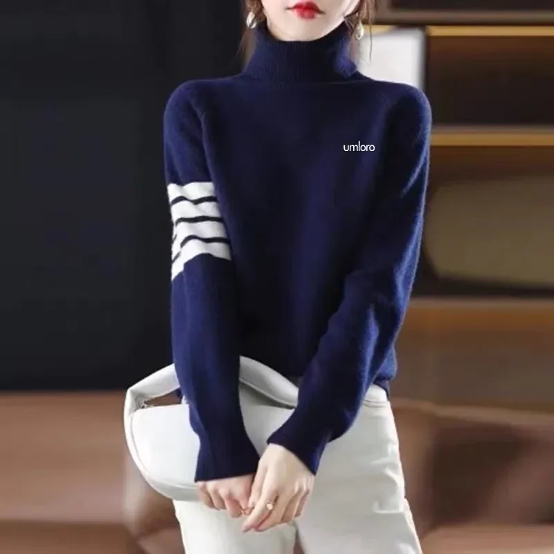 Autumn Winter Golf Wear Women 2024 New Authentic Golf Sweater Fashion High Collar Golf Sweater Women Golf Clothes New Golf Knit