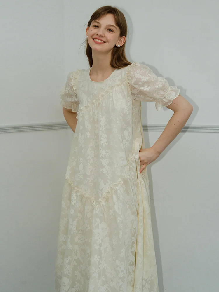 Heavy Embroidery Loose Women's Dress Fairy Atmosphere Diagonal Pattern  Knot Beautiful Summer A-Line Skirt Dress