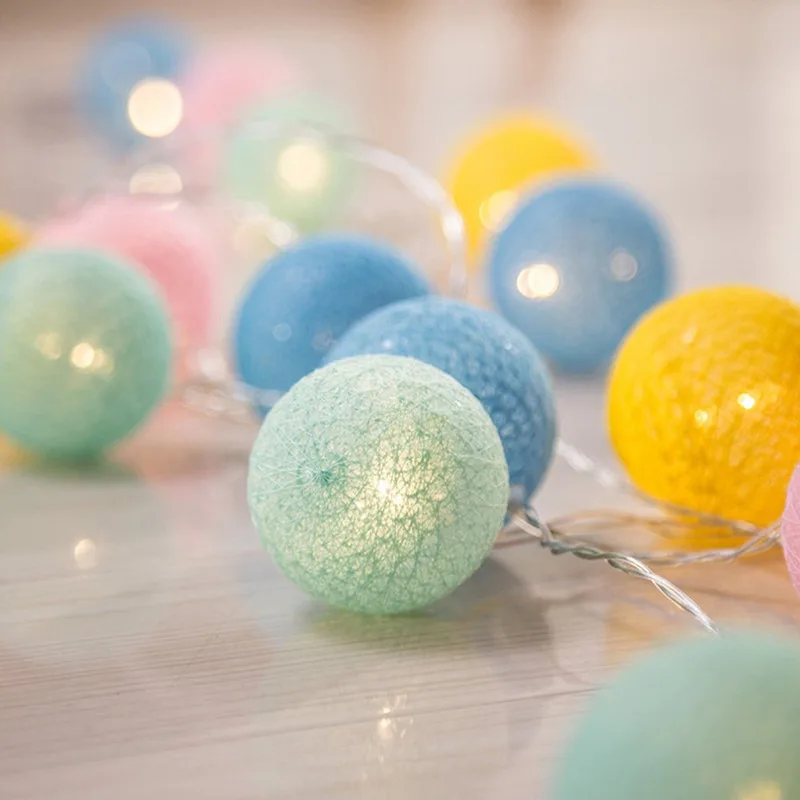 2.2M 20 LED Cotton Ball Garland Lights String Christmas Xmas Outdoor Holiday Wedding Party Baby Bed Fairy Lights Decorations image 3