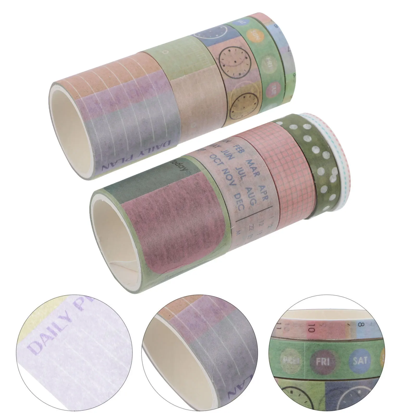 10 Rolls DIY Calendar Tape Set Colorful Month Label Paper Tapes for Planner Journal Scrapbooking Organization Tools