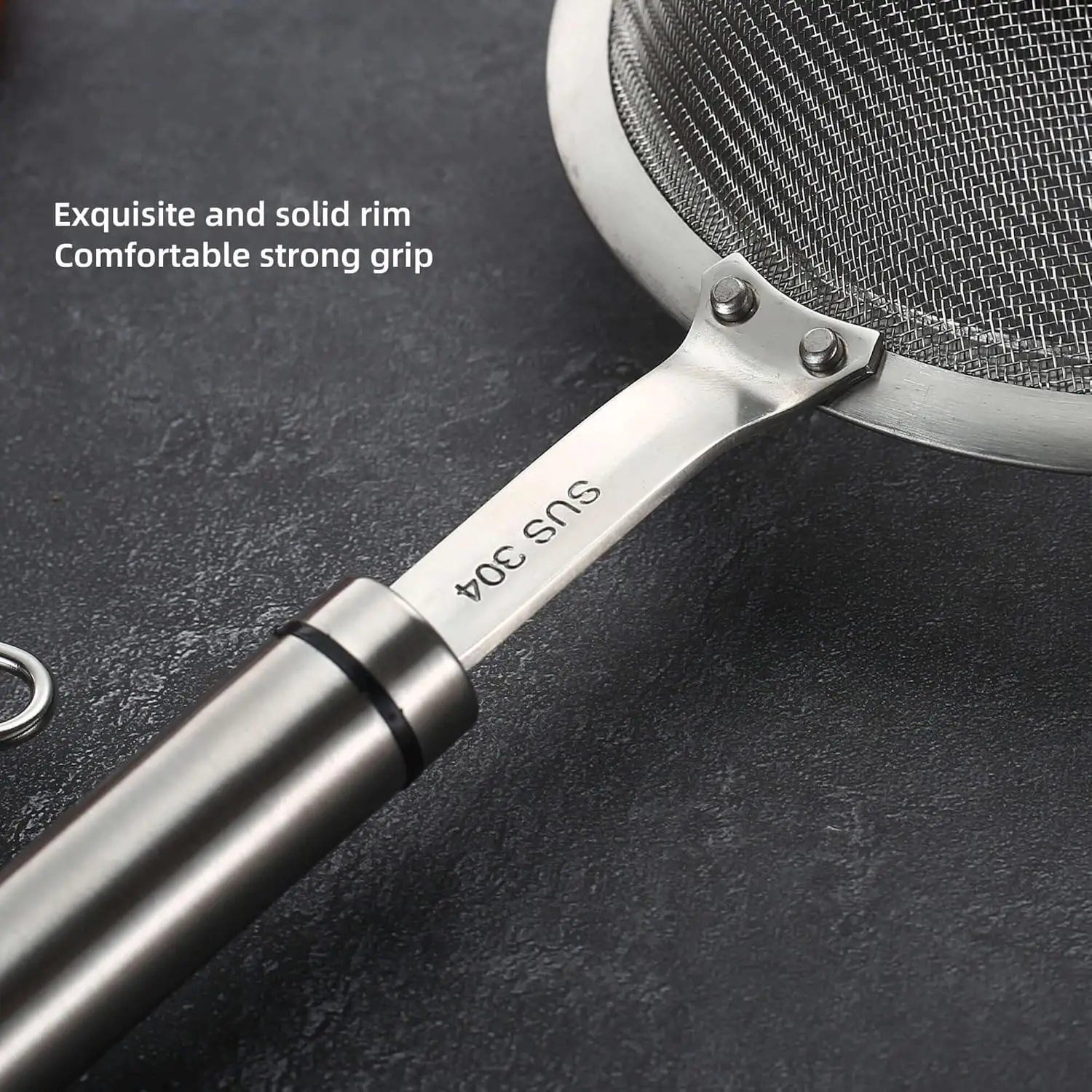 Stainless steel fine mesh filter and water filter with handle for kitchen use