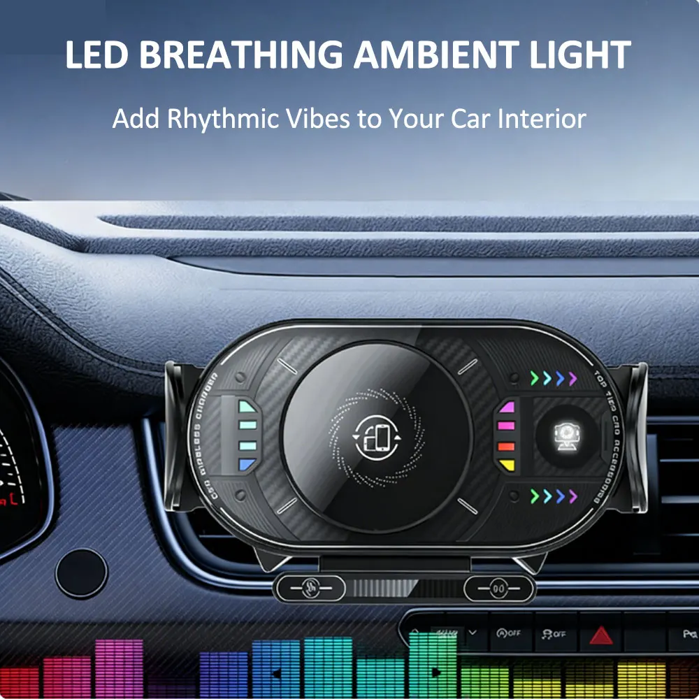 

Car Foldable/Regular Screen Shared Phone Holder Air Vent Sucker Wireless Charger Electric RGB Ambient Light One-Hand Operation