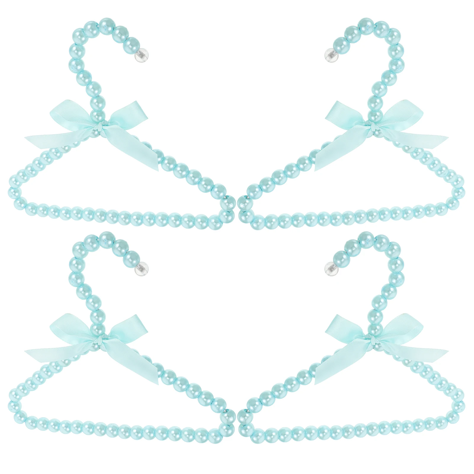 

4Pcs Pet Clothes Hanger Mini Pearl Beaded Elegant Small Dog Cat Clothing Organizer Rack Storage Display Pet Rack