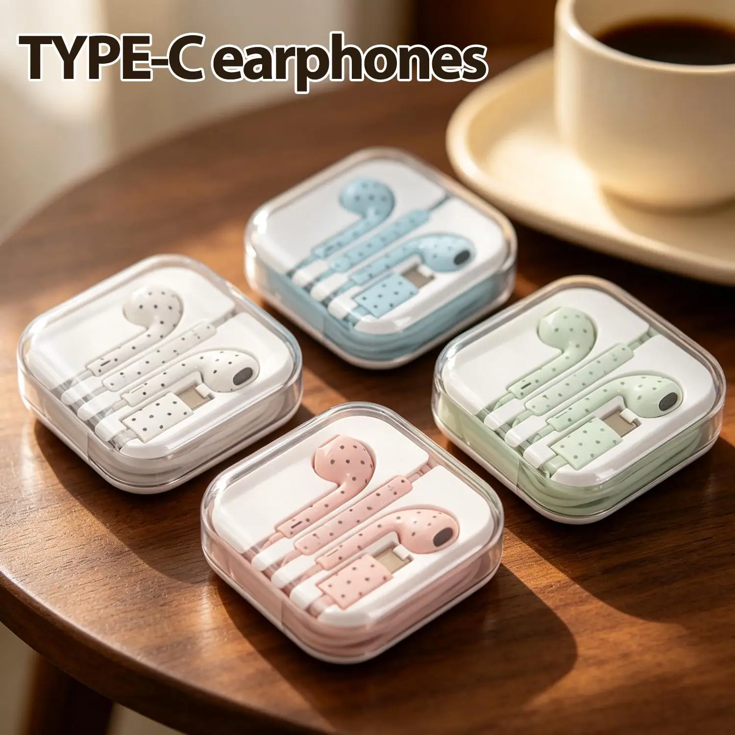 Fone de Ouvido Tipo C Cartoon Fofo Intra-auricular Esportivo com Microfone para Mi iPhone Samsung Headset HiFi Gaming Música Fones de Ouvido com Fio