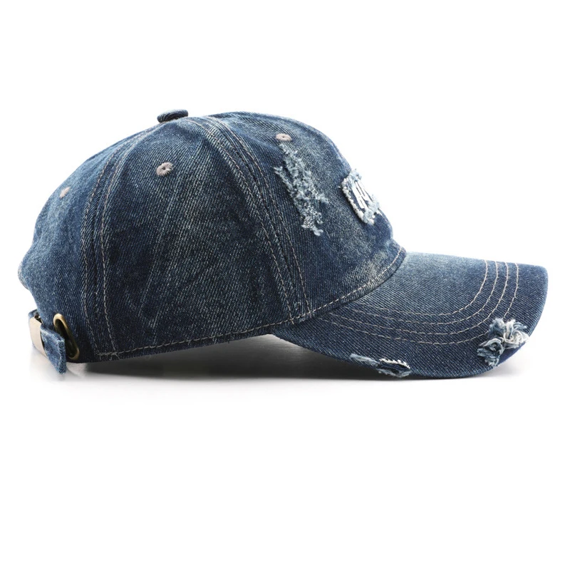 Retro Denim Baseball Cap for Women Mens Caps Distressed Ripped 1989 Embroidery Trucker Hat