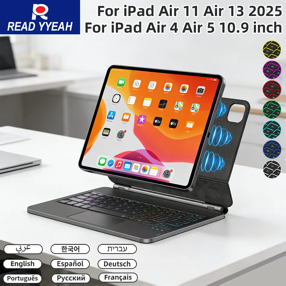 

Wireless Magic Keyboard With Touch Panel For iPad Air 4 5 10.9in 10th iPad A16 2018-2025Tablet Case Smart Cover