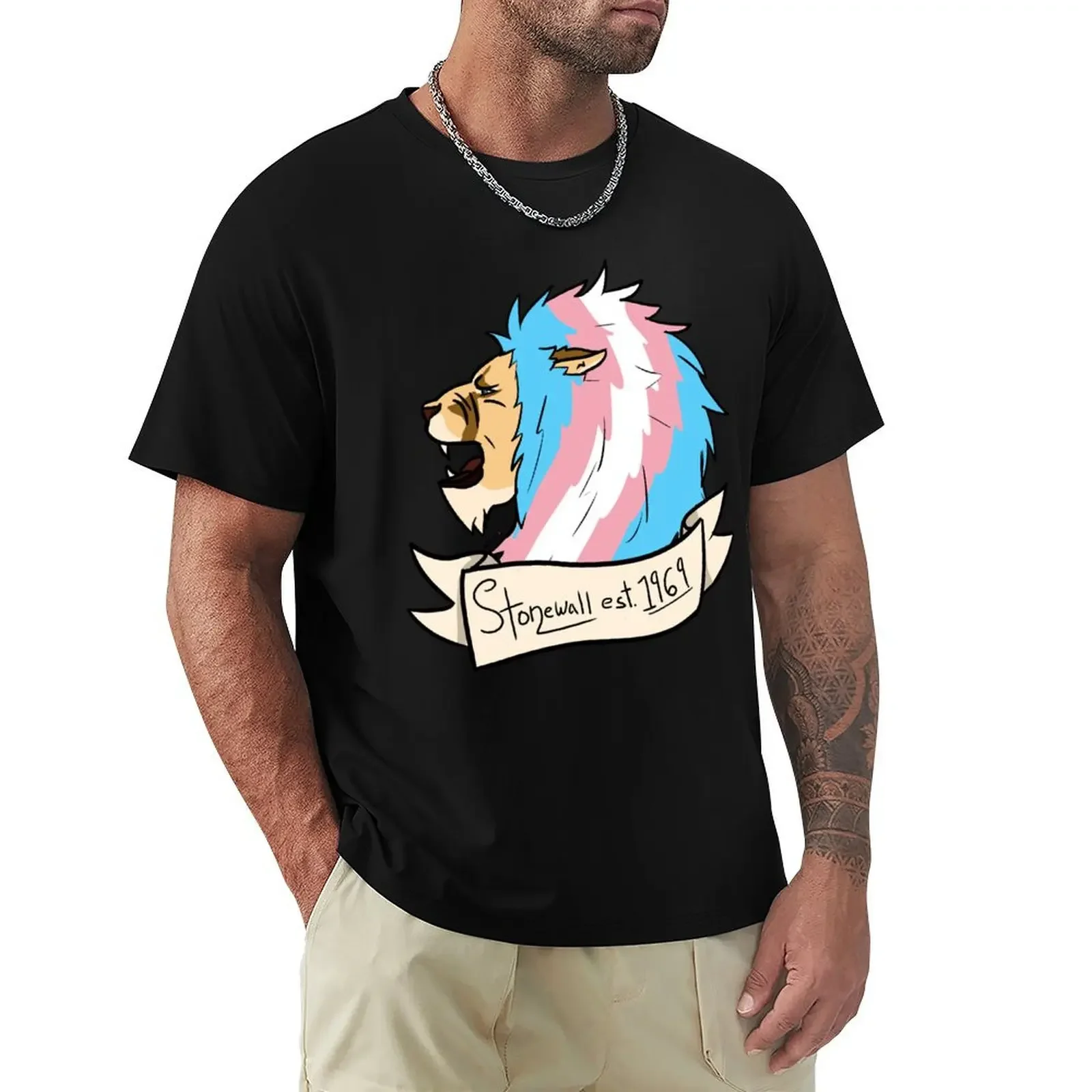 Transgender Stonewall Pride Lion T-Shirt street wear quick-drying anime summer tops men workout shirt