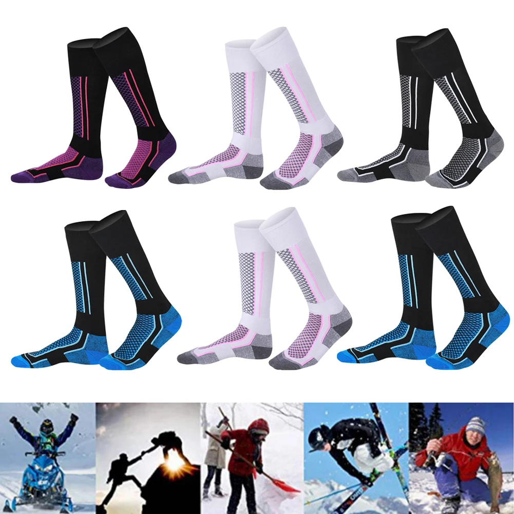 Men Women Kids Ski Socks Knee-high Warm Socks Outdoor Sports Performance Socks for Skiing Hiking Snowboarding