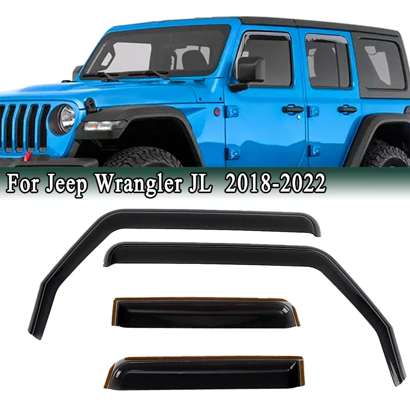 For Jeep Wrangler JL 2018-2022 Side Window Visor Sun Rain Deflector Waterproof Weather Shield Window Guards Shelters  Awnings 