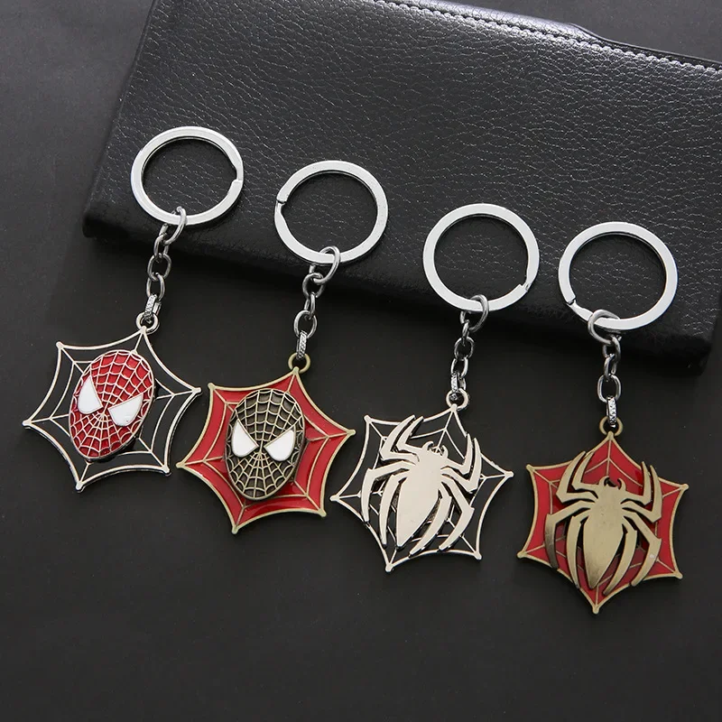 Disney Marvel Spider-Man Zinc Alloy Rotatable Keychain Schoolbag Backpack Ornaments Keyring Ornaments Small Gifts and Surprises