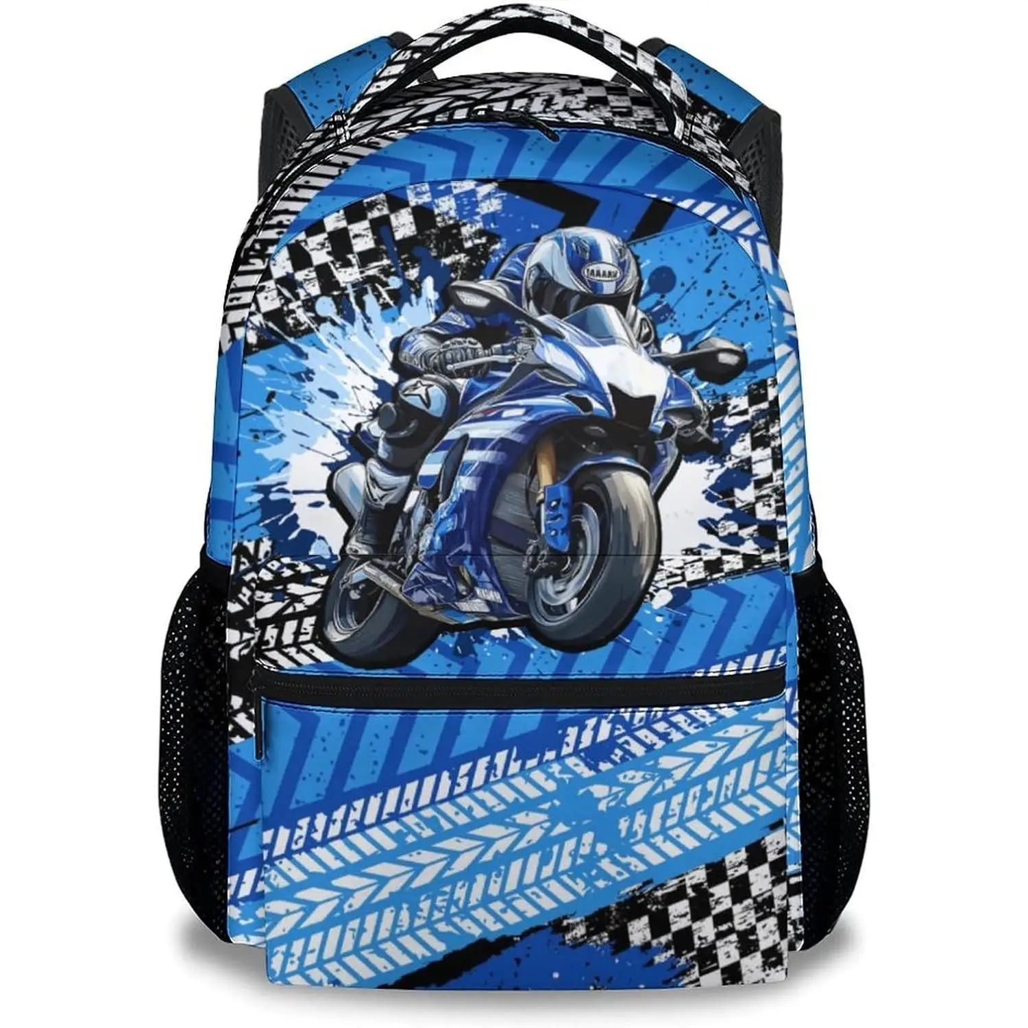 

Boy Backpack, Motorcycle Backpacks for Kids, 17" Sports Bookbag for Preschool Kindergarten Elementary, Back to School Gifts