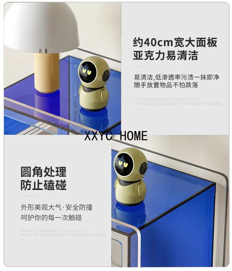 아크릴 침대 옆 테이블 투명 소파 캐비닛 작은 아파트 침대 옆 사물함 침실 커피 테이블