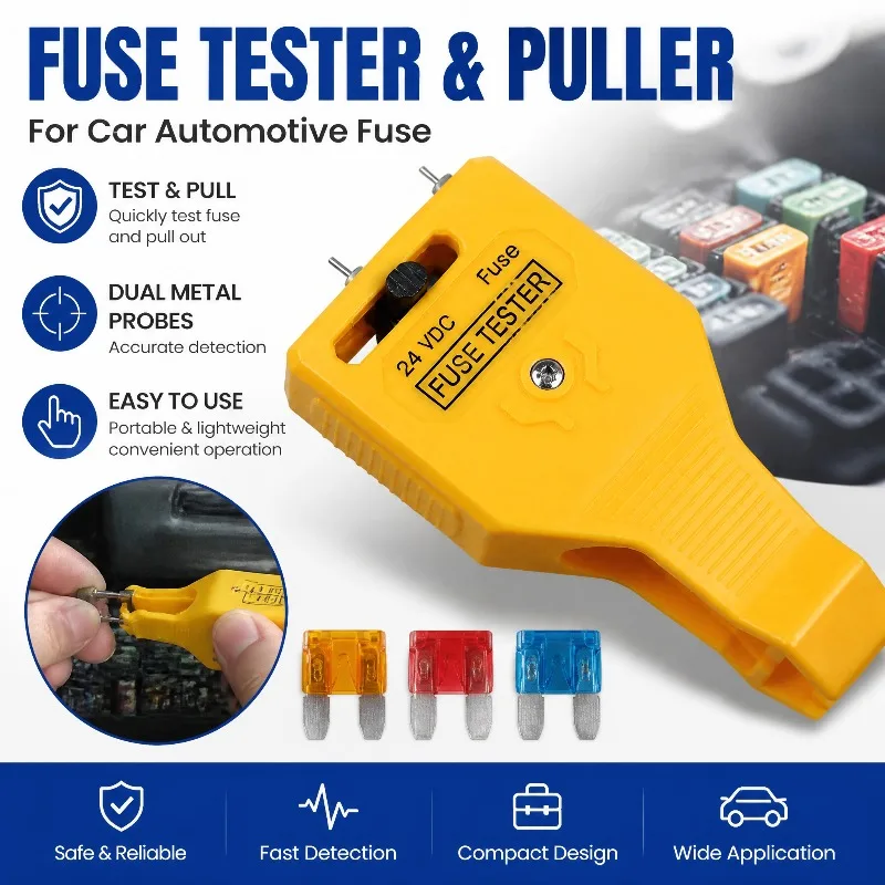 Car Blade Type Fuse Tester Puller with Test Light, Multi‑Functional Fuse Checker Removal Tool for Vehicle Circuit Detection