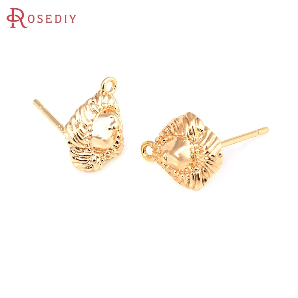 

18K Gold Color Brass Lion Head Stud Earrings Pins Earrings High Quality Jewelry Making Supplies Diy Accessories