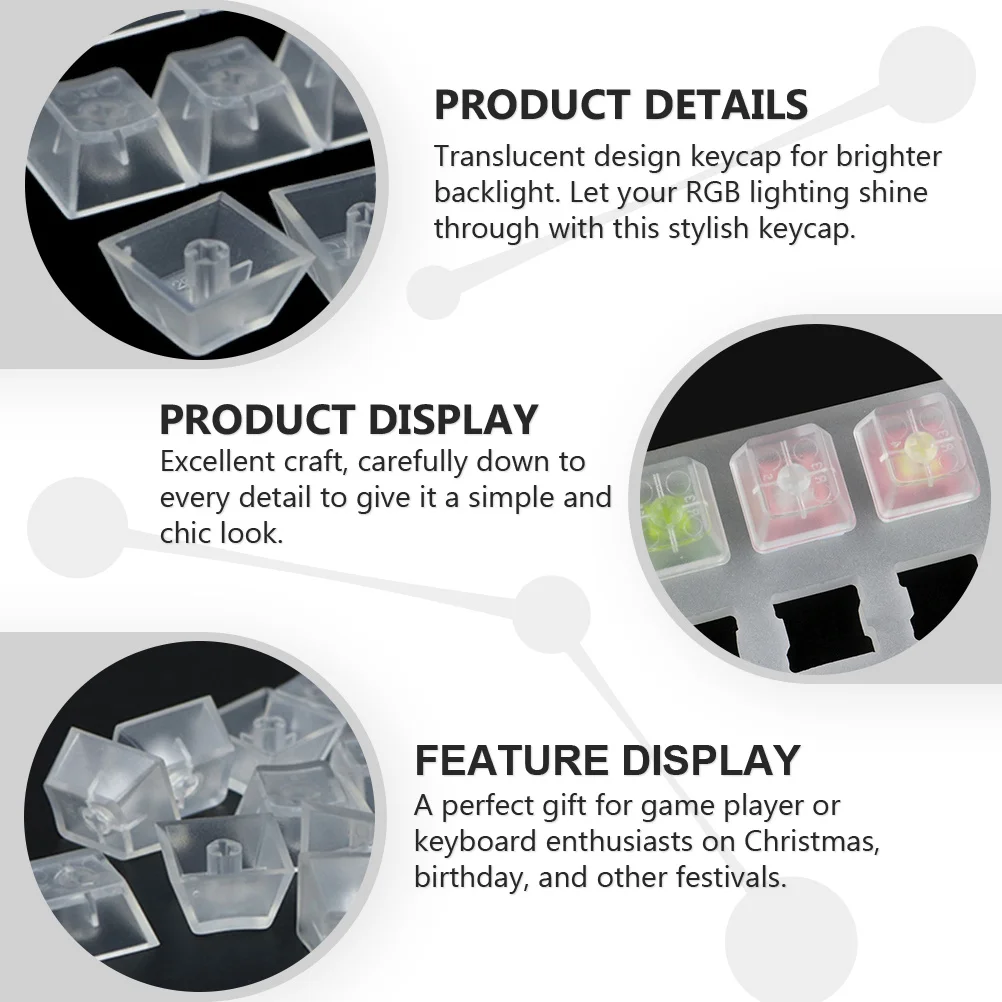 

10Pcs Translucent Keycap Clear Mechanical Keyboard Blank Not Printed Stylish Smooth Touch for Rgb Lighting Game Player