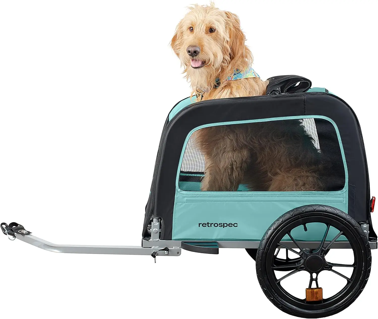 Rover Waggin' Pet and Dog Bike Trailer with Weather-Resistant Canopy & Mesh Shield - Foldable Frame, 16in Wheels with Storage