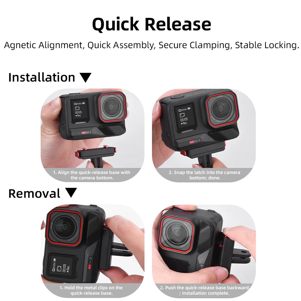 For Insta360 Ace Pro 2 Magnetic Quick-release Base Camera Cold Shoe Expansion Adapter Base For Insta360 Ace Pro 2 Accessories