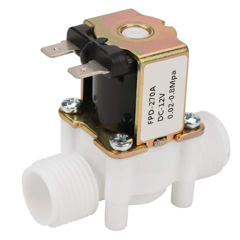 

Dc12V N/C Normally Closed Water Solenoid Valve G1/2-Inch Plastic Electrical Solenoid Valve for Water Dispenser