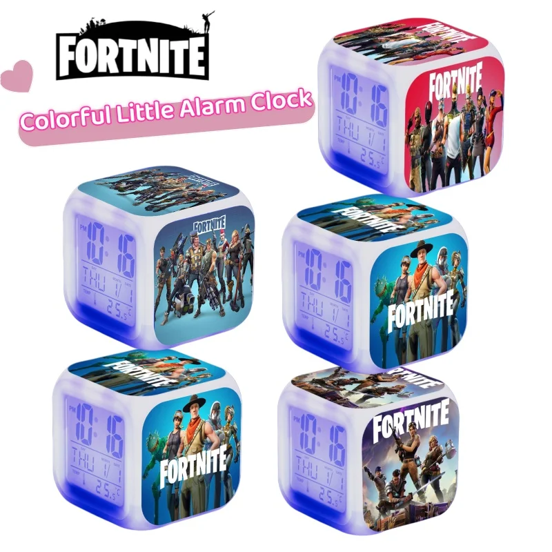 

Креативный квадратный будильник Fortnite Hope с яркой анимацией, мультяшным дизайном и изменением цвета, маленький будильник с высокой цветовой палитрой