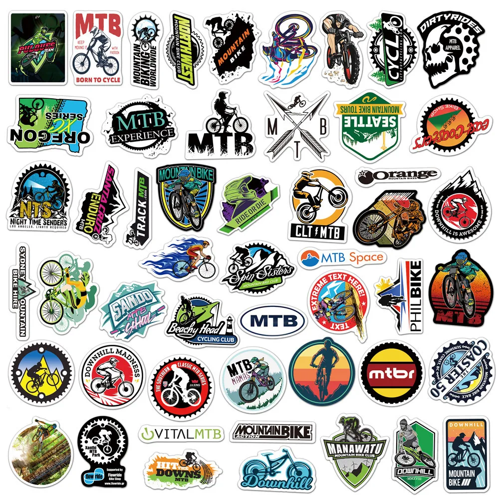 50Pcs Bicycle Stickers Frame Protection PVC Waterproof Road MTB Bike Decal Sticker for DIY Laptop PC Phone Skateboard Luggage