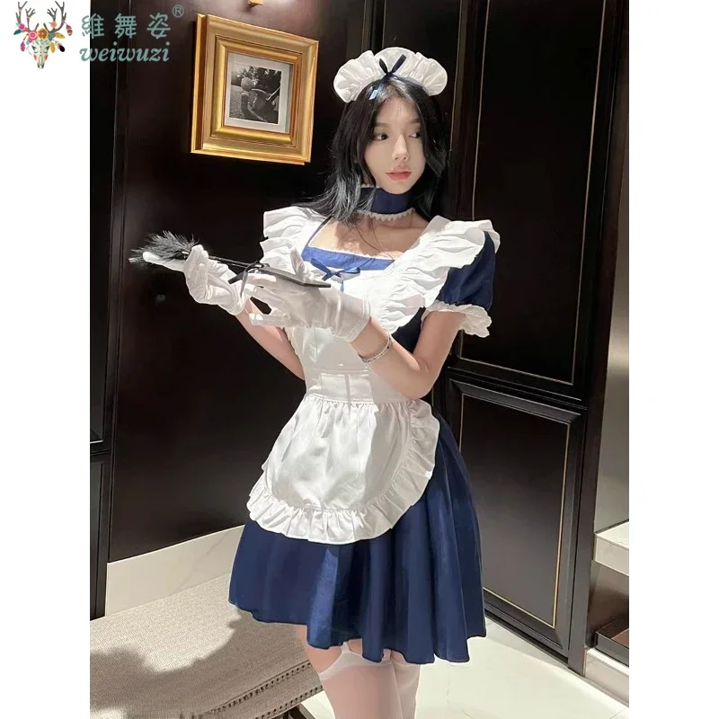 

2025 New Sexy Maid Clothing Apron Role Playing Mobile Game Red Wine Cute and Sweet Maid Clothing Lolita Anime Role Playing Set