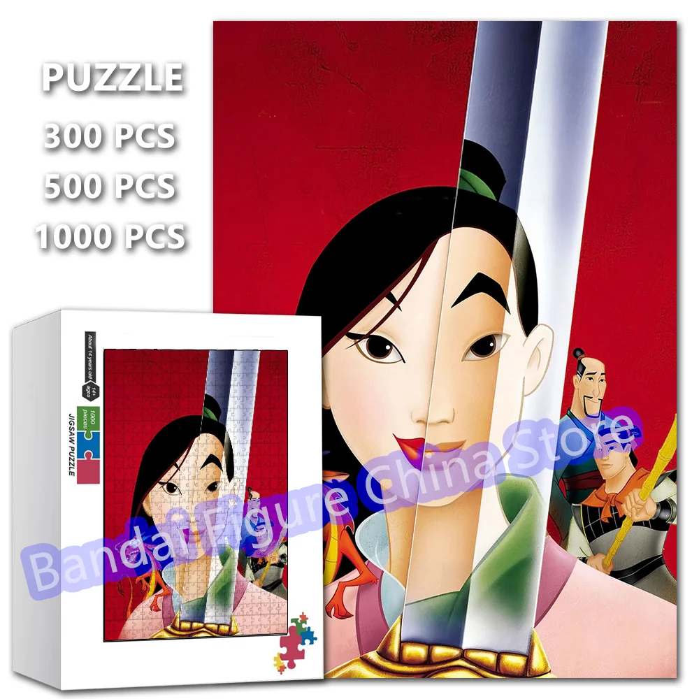 Disney Prinzessin Mulan Puzzle 300/500/1000 Stück chinesischen Helden Cartoon Druck Puzzle Familien spiel Lernspiel zeug Geschenke