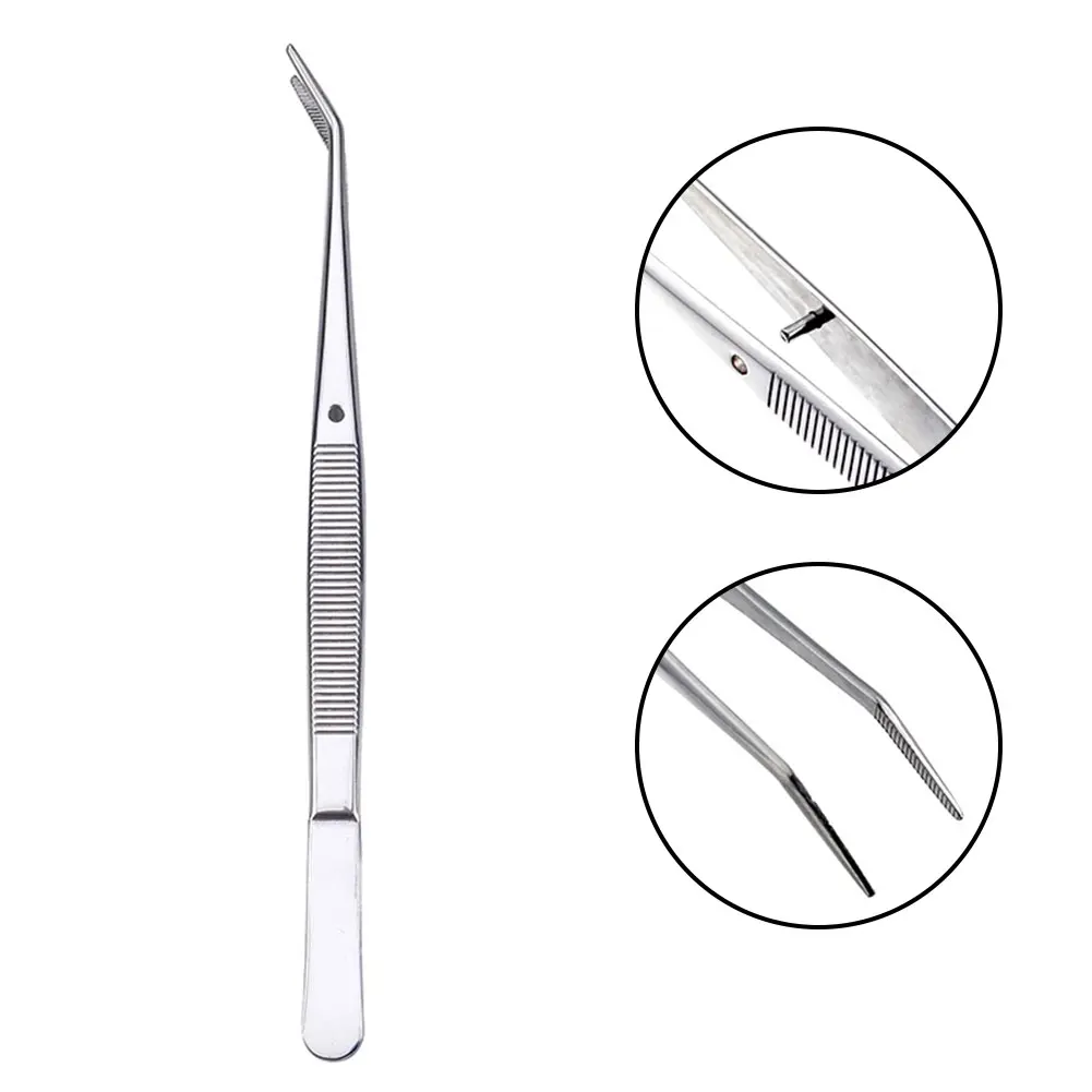 Stainless Steel Tweezers With Curved Pointed Nail Art Tweezers For Picking Rhinestones 15.3cm Medical Dental Precision Tweezer