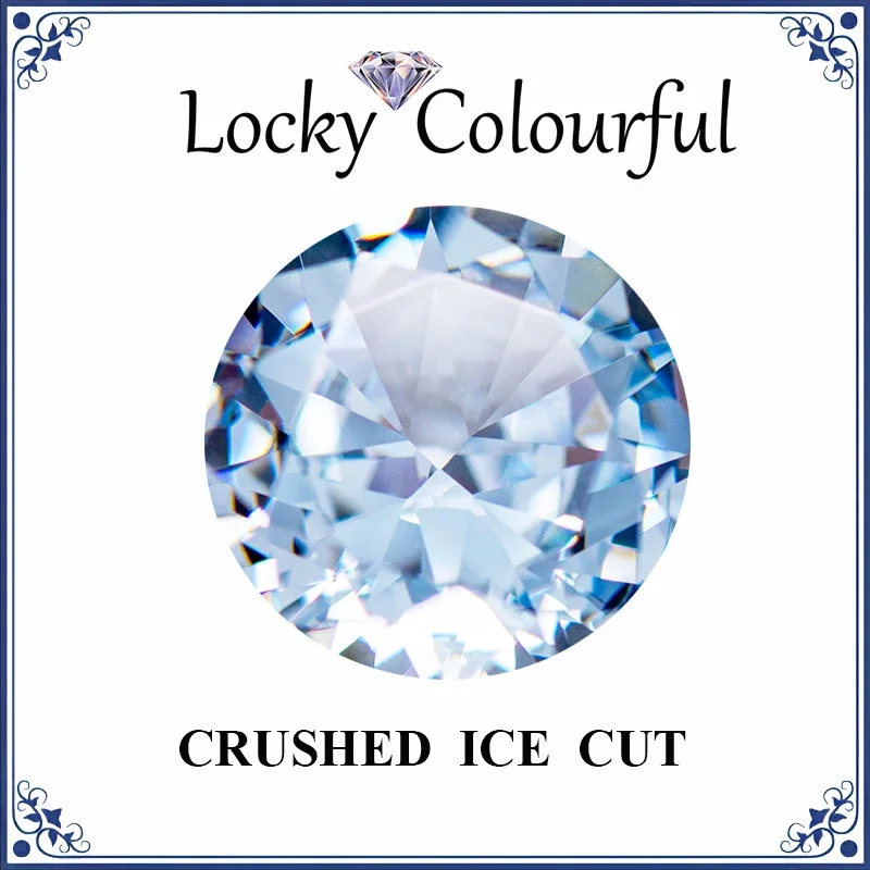 

Cubic Zirconia Crushed Ice Cut Round Shape Light Fancy Blue Color Charms Beads for Jewelry Making Rings Materials No Certificate