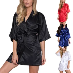 Womens Sexy Satin Sleepwear Lingerie Nightwear Underwear Night Gown Robe