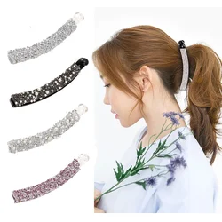 Women Rhinestone crystal Banana Hair Clips Gilr pearl Barrettes Fish Shape Ponytail Holer Claws Grips Clamp Hair Accessories