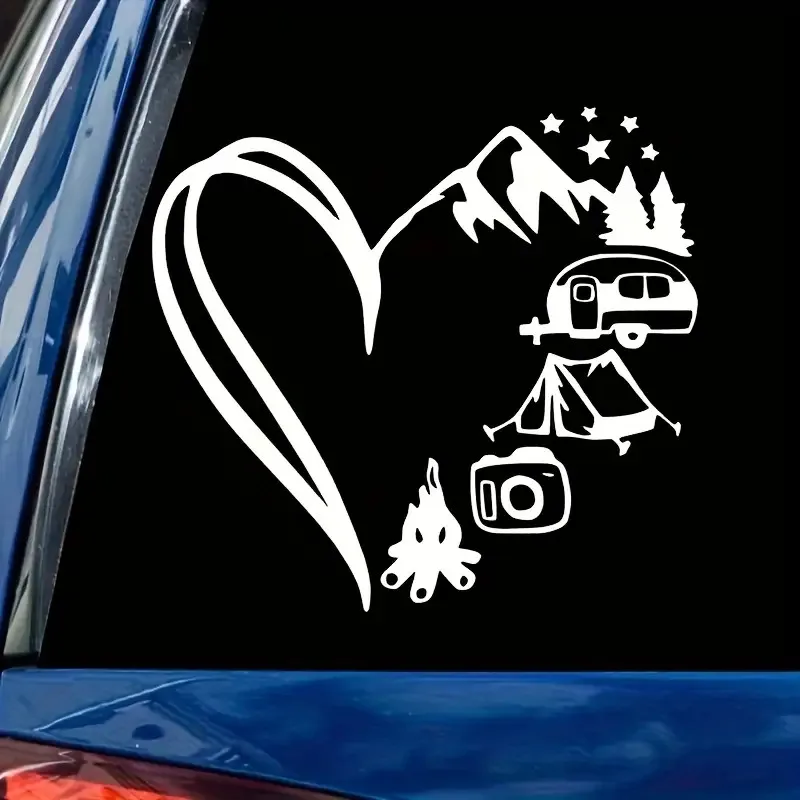 An exciting journey lies ahead！Camping-themed vinyl stickers - Durable waterproof decals，Very suitable for vehicles