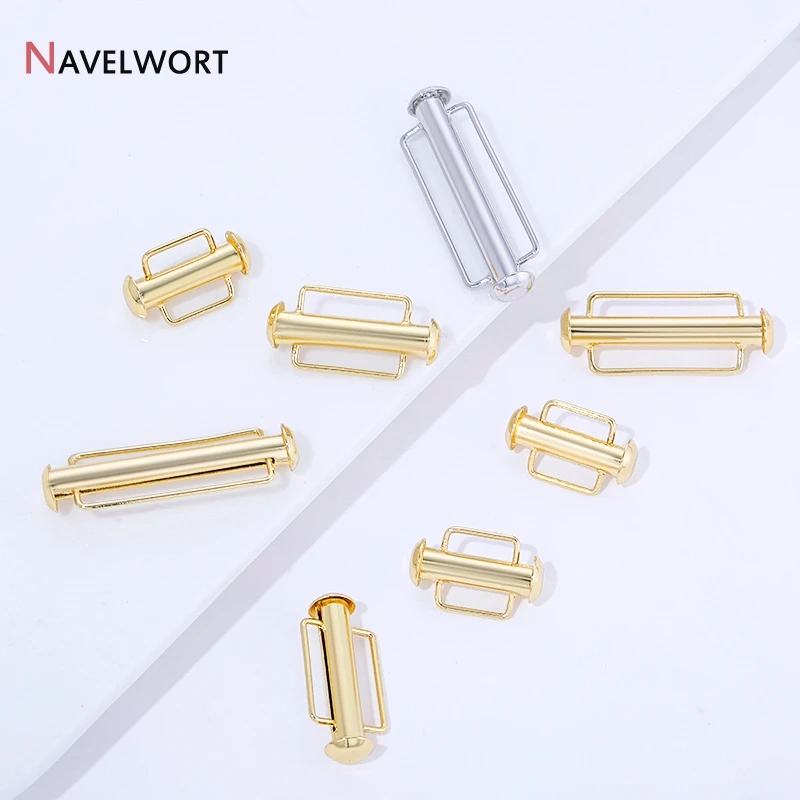 18K Gold Plated Brass Metal Multi-Strand Tube Connector Charms Slide Tube Connector Clasps For Bracelet Necklace Making Supplies