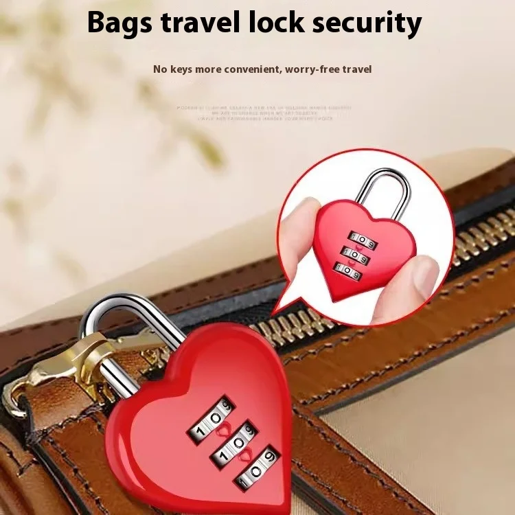 Aluminum Alloy 3 Digit Combination Password Luggage Code Lock Couple Love Lock Mini Suitcase Lock for Travel Accessories