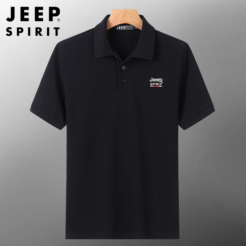 JEEP SPIRIT polo shirt short-sleeved men lapel casual  cotton material loose embroidered  breathable high-quality top clothes