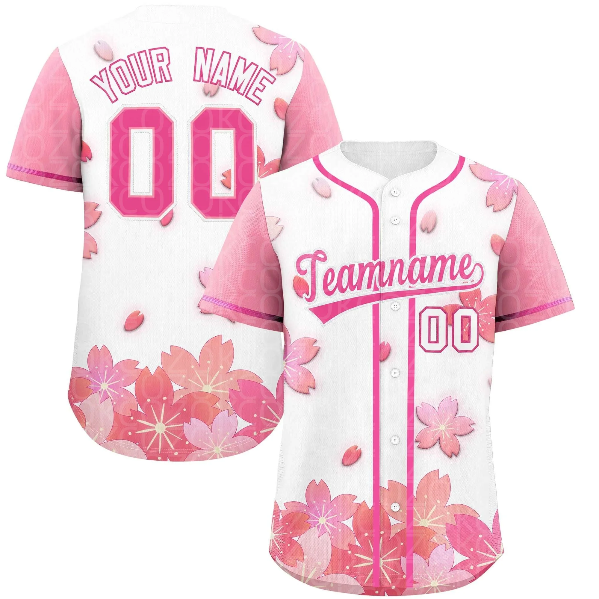 Cherry Blossoms Baseball Jersey Men Women Short Sleeve Shirt 3D Printed Shirt Team Shirts Hip Hop Unisex Tops