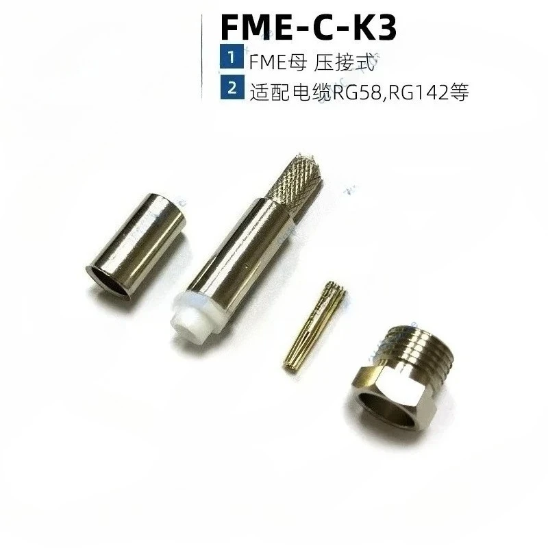 

5Pcs FME-C-K3 RF Coaxial Connector Female Head Straight Crimp Cable RG58/RG142 Cable Connector