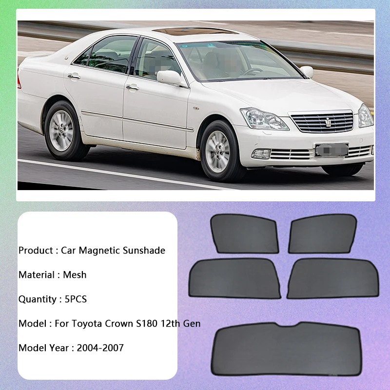 For Toyota Crown S180 12th Gen 2004 2005 2006 2007 Magnetic Sunshade UV Protection Sun Shading Curtain Privacy Car Accessories