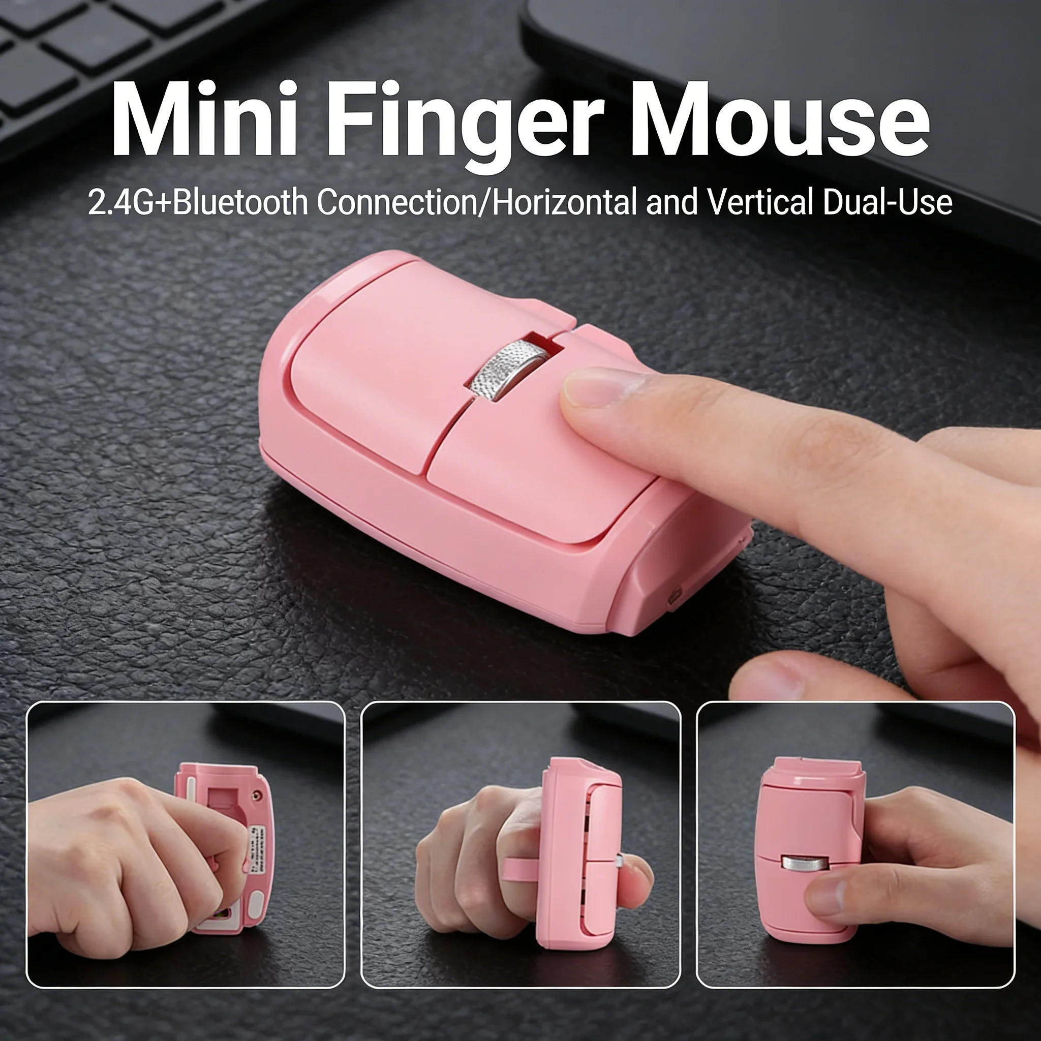 Mini Finger Mouse Wireless 2.4G Bluetooth Dual-mode Horizontal and Vertical Dual-Use Rechargeable Portable Mice For Windows iOS